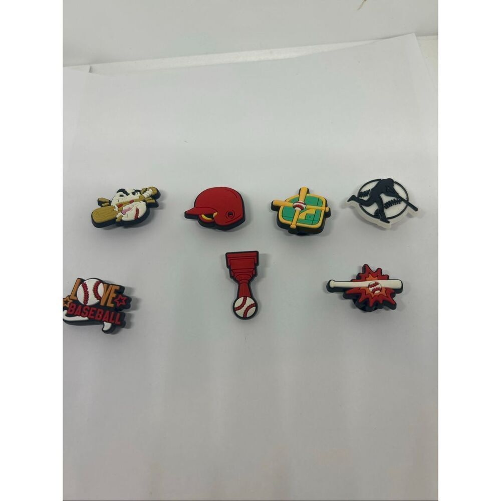 Set of 7 Baseball Shoe Charms / Bag Charms – Sports Theme Accessories
